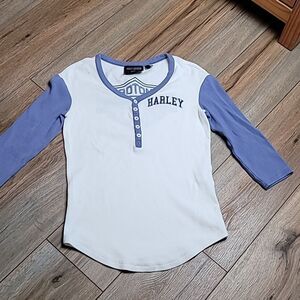 Womens Harley-Davidson Pride Contrast Henley Shirt 3/4 Sleeve (A0032)